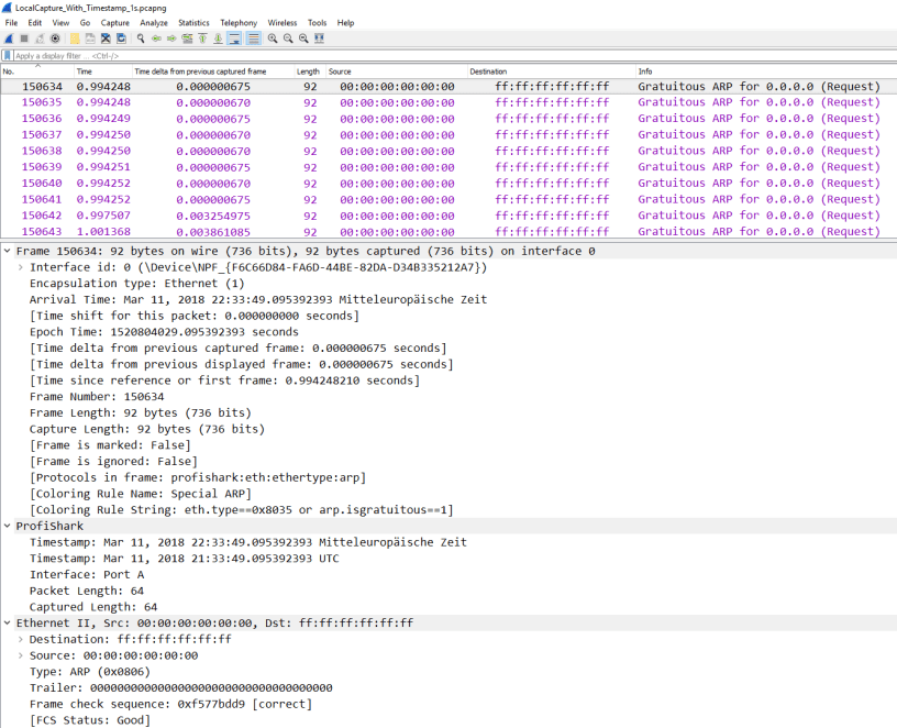 Local Capture with hardware timestamping
